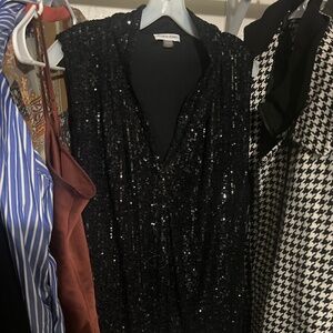 Calvin Klein Black Sequined Dressy Shell